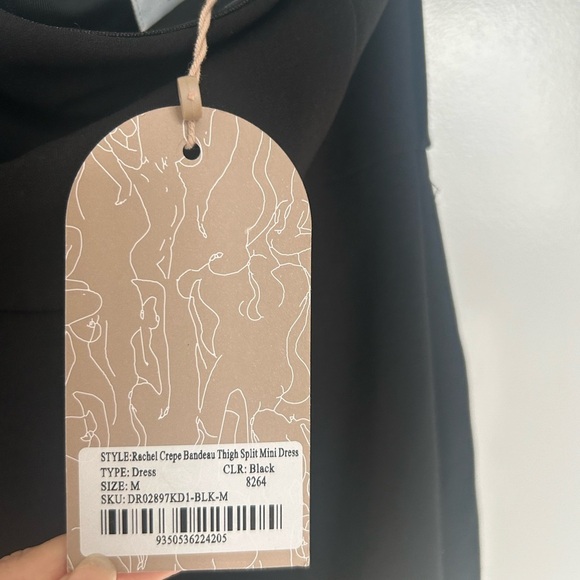 Meshki Rachel Crepe Bandeau Thigh Split Mini Dress - Black size medium NWT - Picture 8 of 11